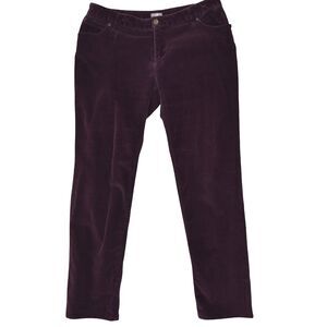 J. Jill Corduroy Pants Women's Size 12 Plum Purple Straight Leg Elastic Waist